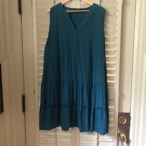 Bloomchic Sleeveless Ruffled Teal Sundress, size 22-24